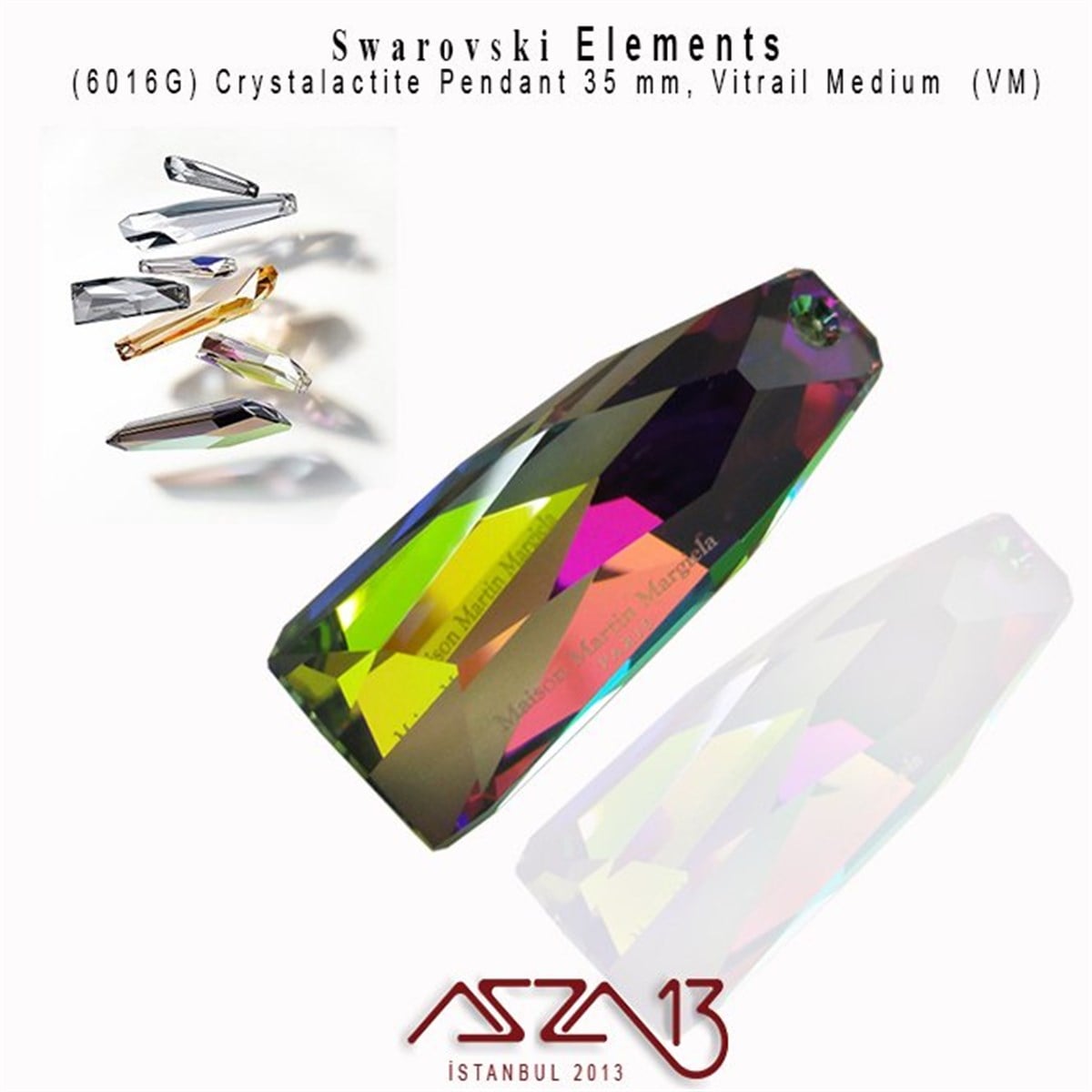 Swarovski Elements PendantSWAROVSKI®  ELEMENTSSwarovski6018G 001 VM (Crystal Vitrail Medium) The Petite Crystalactite 35 mm / Paket İçeriği 1 Adet