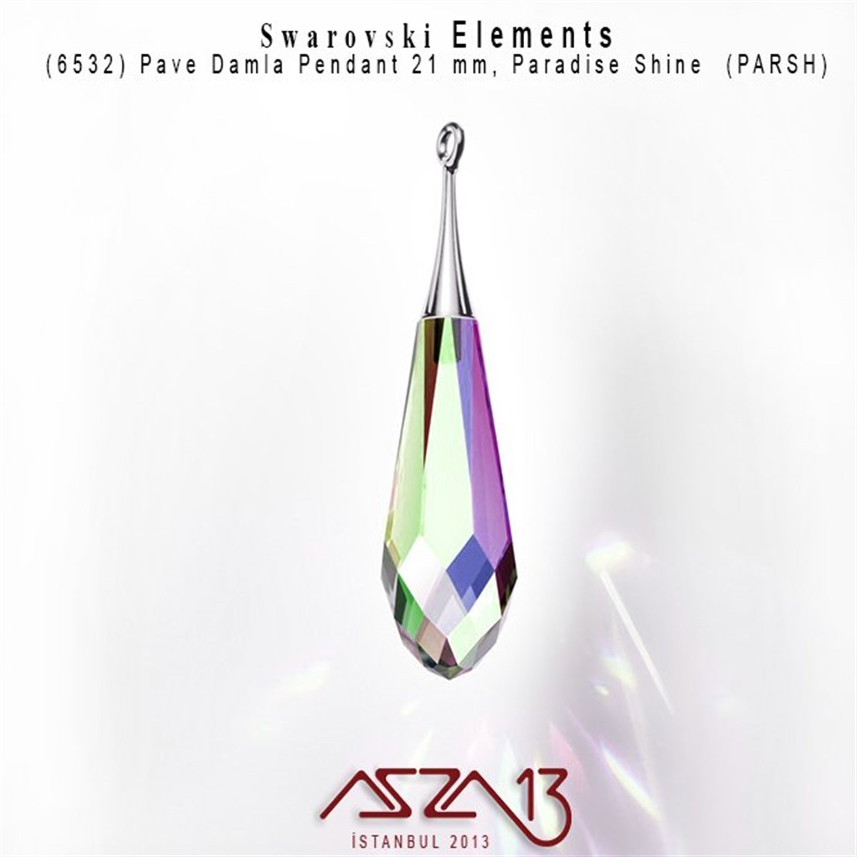 Swarovski Elements ÜrünleriSWAROVSKI®  ELEMENTSSwarovski6532  001 PARSH (Crystal Paradise Shine) Pure Drop Pendant 21 mm / Paket İçeriği 1 Adet