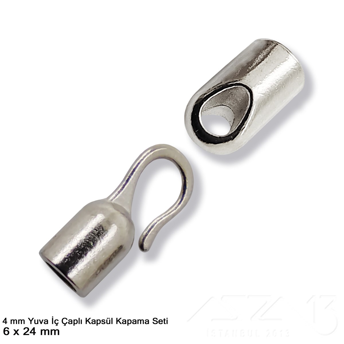 Takı Malzeme / Kapama, Kapsül, Bit, Pin, İğne, Halka / Kapsül Kapamalar / Klipsli Kapsül Kapama SetiKapama, KapsülMarkasız06.Tm.62.Kp.56Kapama (Kapsül) - Döküm ve Çengel Klipsli Set - 24 mm - Nikel Kaplama 
