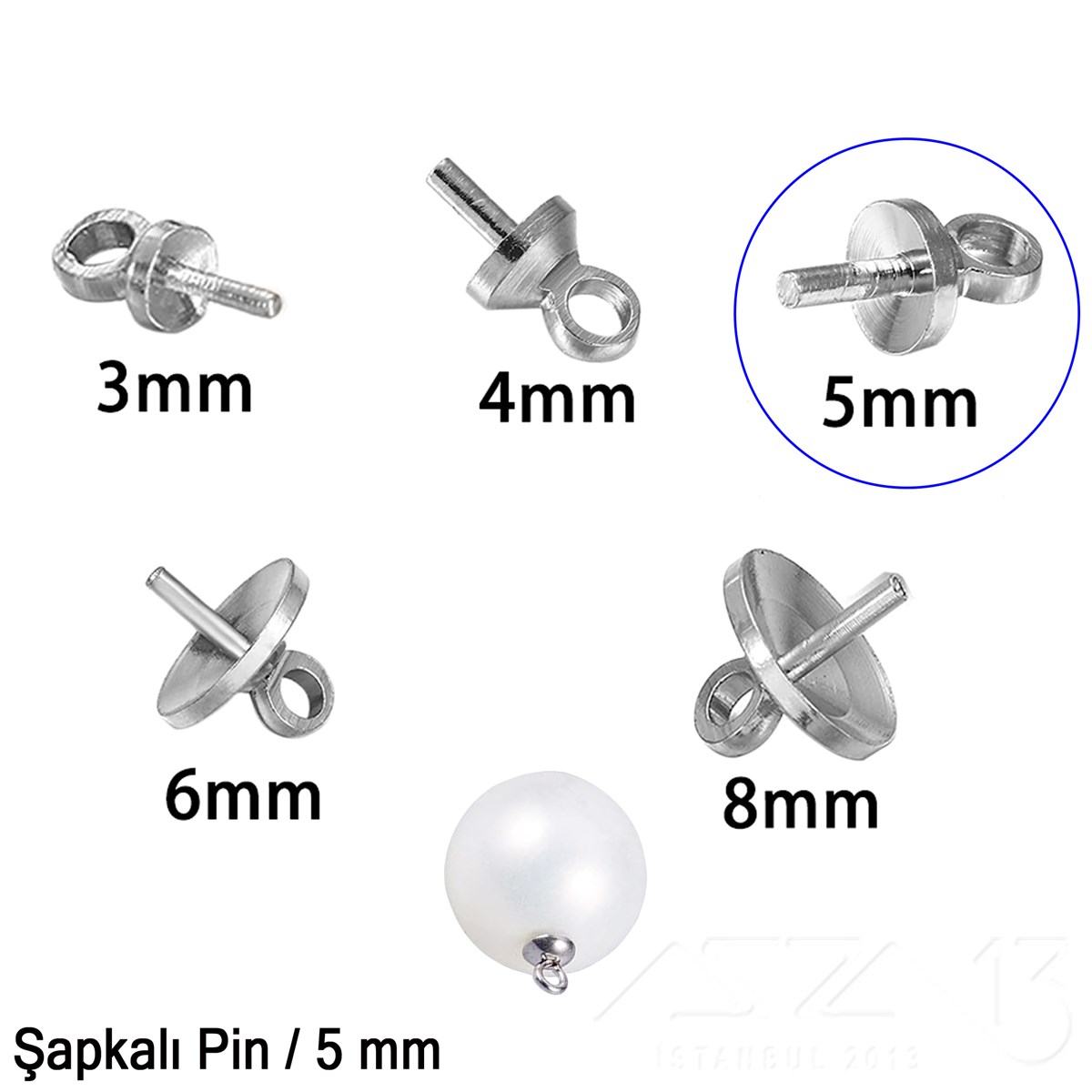 Takı Malzeme / Kapama, Kapsül, Bit, Pin, İğne, Halka / Takı Çivileri (İğne) / Yarım Delik Boncuklar İçin Şapkalı Pinİğne (Pin - Takı Çivisi)Markasız06.Tm.62.Bt.25_SnŞapkalı Pin - 5 mm - Dört Çeşit Kaplama Seçenekli / 2 Adet