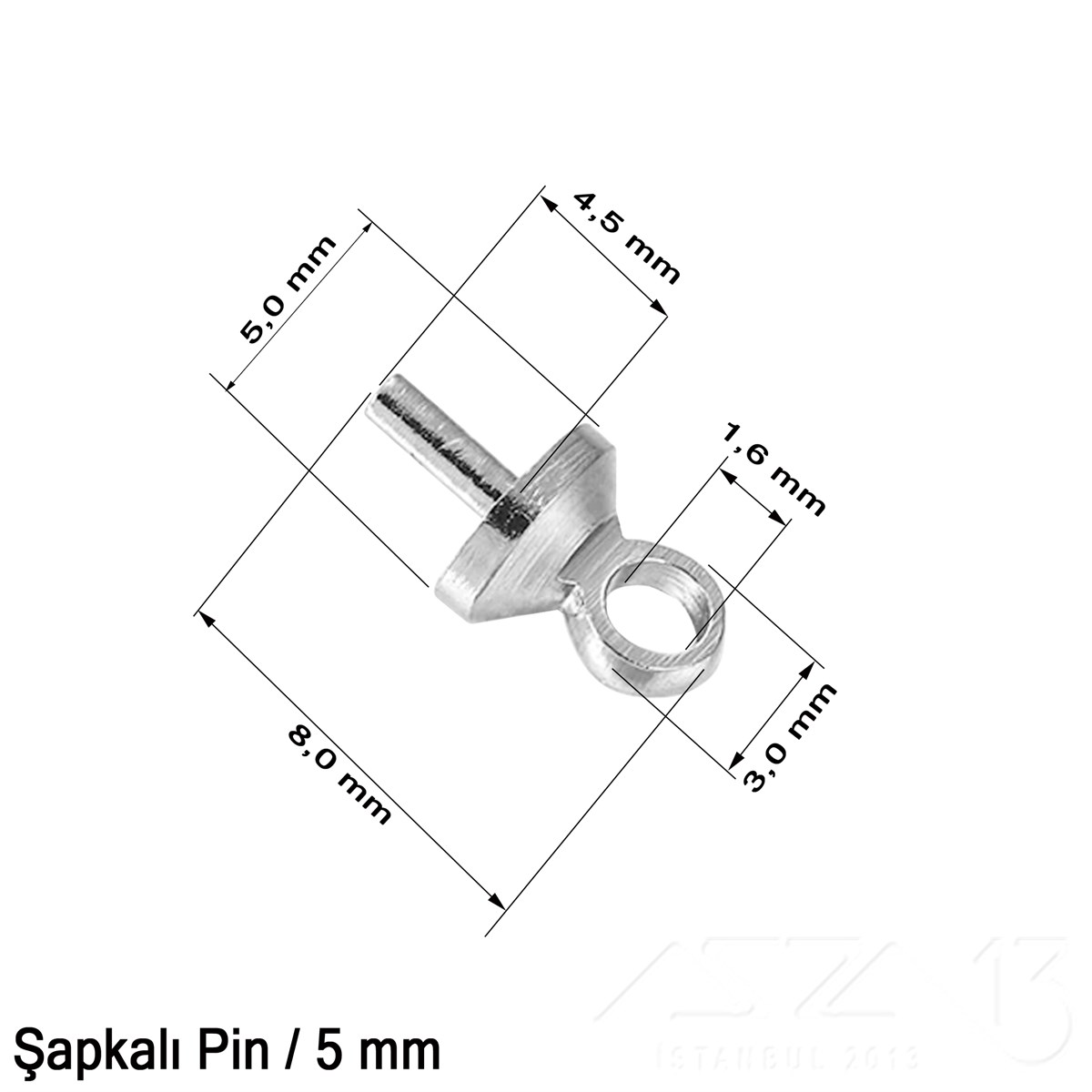 Takı Malzeme / Kapama, Kapsül, Bit, Pin, İğne, Halka / Takı Çivileri (İğne) / Yarım Delik Boncuklar İçin Şapkalı Pinİğne (Pin - Takı Çivisi)Markasız06.Tm.62.Bt.25_SnŞapkalı Pin - 5 mm - Dört Çeşit Kaplama Seçenekli / 2 Adet