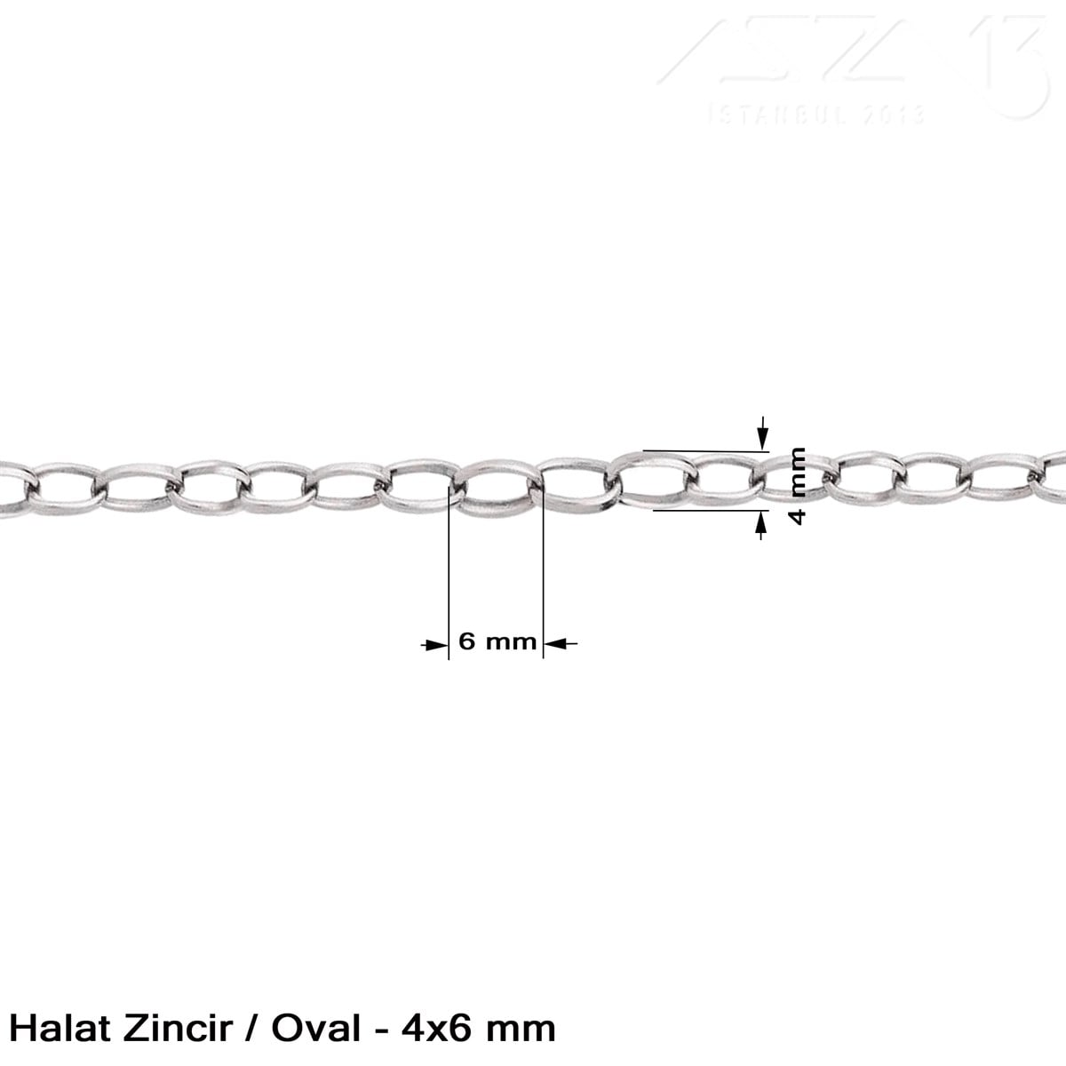 Takı Malzemeleri / Zincir ve Metal Teller / Zincirler / Oval Baklalı Halat ZincirZincirMarkasız06.Tm.63.Zn.04Zincir - Halat Tip - Oval 4 mm - Nikel Kaplama / 1 Metre