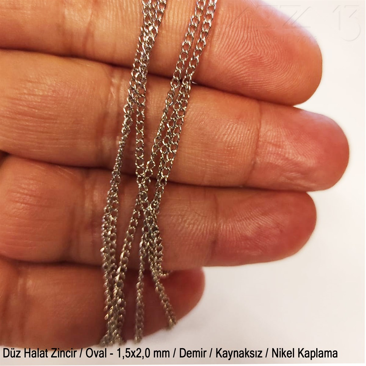 Takı Malzemeleri / Zincir ve Metal Teller / Zincirler / Oval Baklalı Akar Tip Halat ZincirZincirMarkasız06.Tm.63.Zn.24Zincir - Düz Halat Tip - Oval 1,5 mm - Nikel Kaplama / 1 Metre
