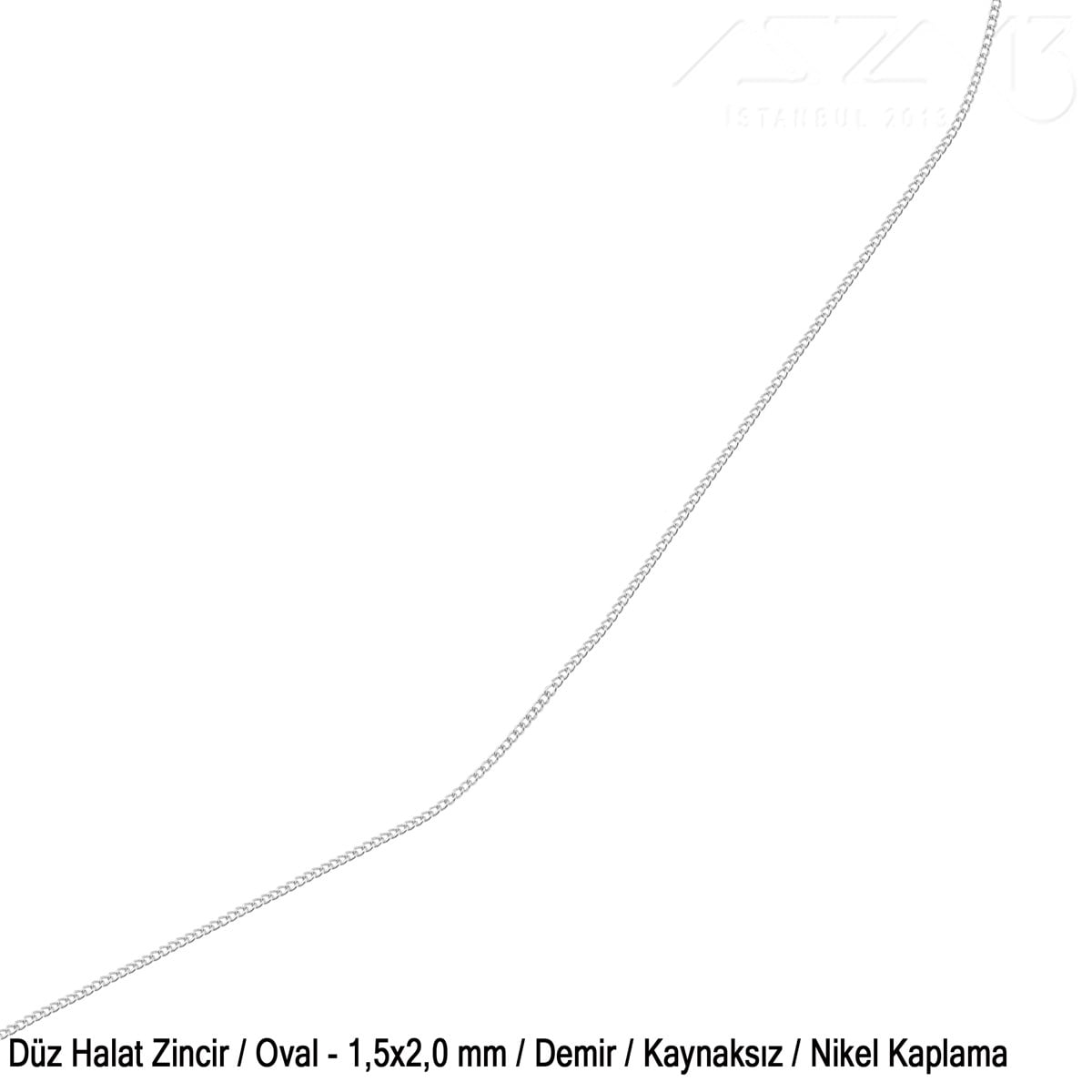 Takı Malzemeleri / Zincir ve Metal Teller / Zincirler / Oval Baklalı Akar Tip Halat ZincirZincirMarkasız06.Tm.63.Zn.24Zincir - Düz Halat Tip - Oval 1,5 mm - Nikel Kaplama / 1 Metre