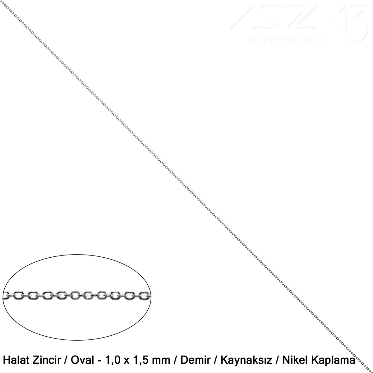 Takı Malzemeleri / Zincir ve Metal Teller / Zincirler / Oval Baklalı Halat ZincirZincirMarkasız06.Tm.63.Zn.25Zincir - Halat Tip - Oval 1,0 mm - Nikel Kaplama  / 1 Metre