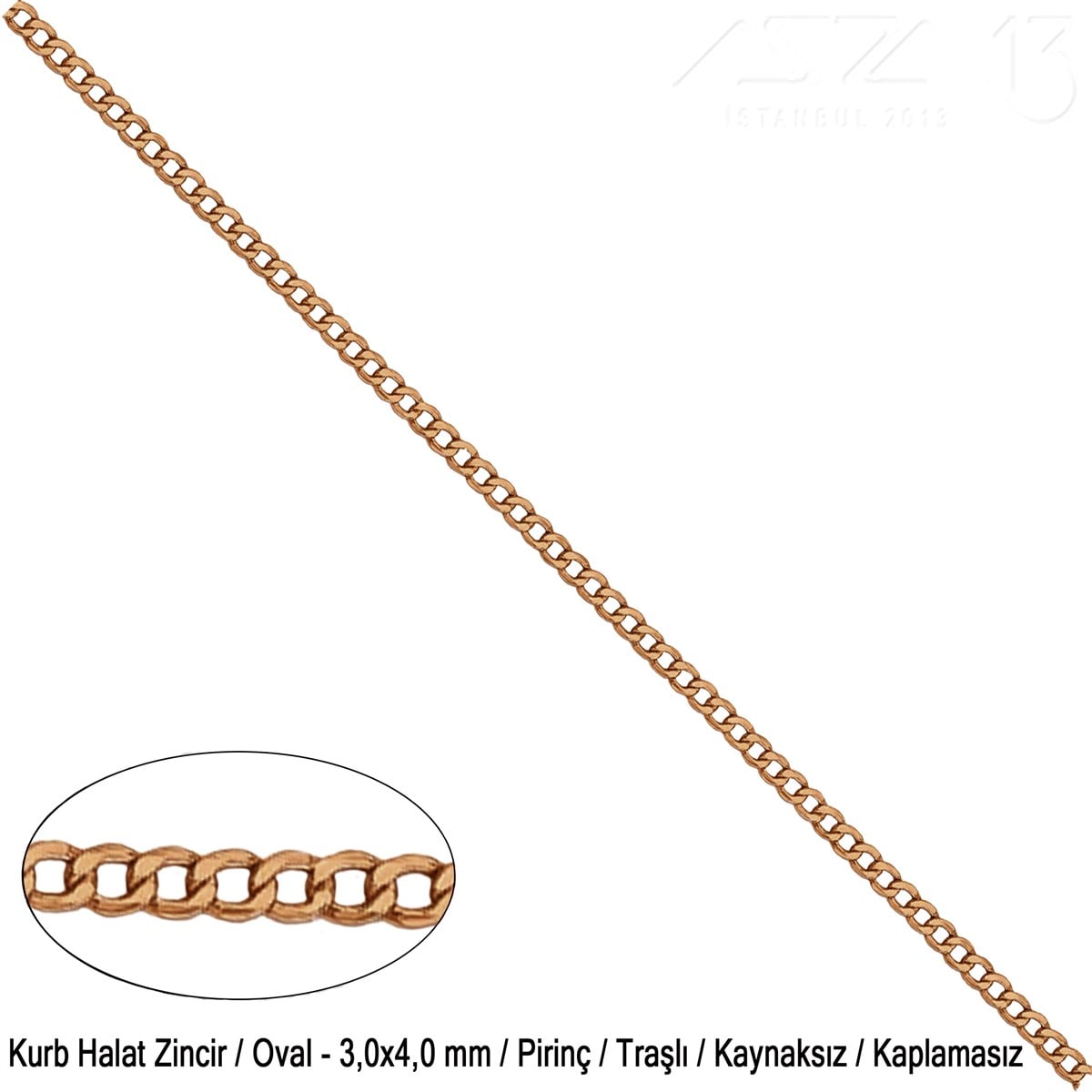 Takı Malzemeleri / Zincir ve Metal Teller / Zincirler / Oval Baklalı Traçlı Kurb Tip Halat ZincirZincirMarkasız06.Tm.63.Zn.23Zincir - Kurb Halat Tip - Traşlı Oval 3 mm - Kaplamasız / 1 Metre