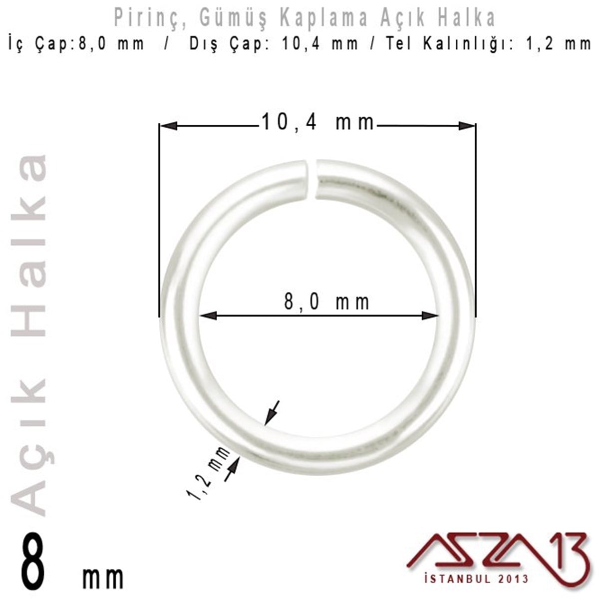 Takı Malzemesi HalkaKategorisiz ÜrünlerMarkasızGümüş Kaplamalı 1,2 mm Tel'den 8 mm Açık Halka / Paket İçeriği 40 Adet