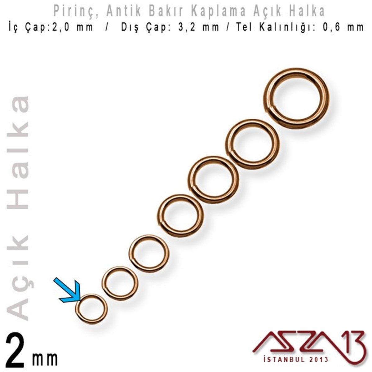 Takı Malzemesi HalkaTAKI MALZEMEazza13Antik Bakır Kaplamalı 0,6 mm Tel'den 2 mm Açık Halka / Paket İçeriği 550 Adet