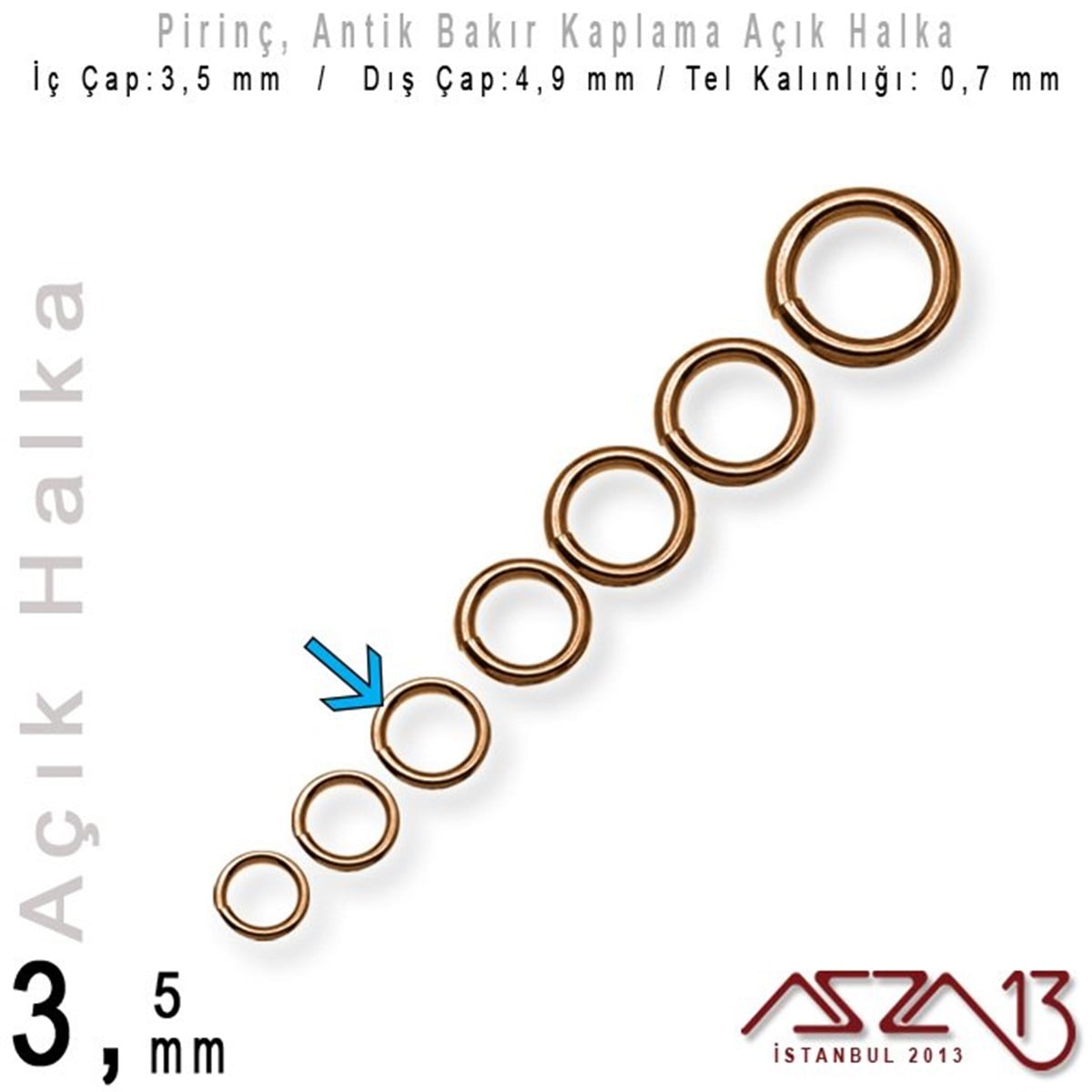 Takı Malzemesi HalkaTAKI MALZEMEazza13Antik Bakır Kaplamalı 0,7 mm Tel'den 3,5 mm Açık Halka / Paket İçeriği 265 Adet