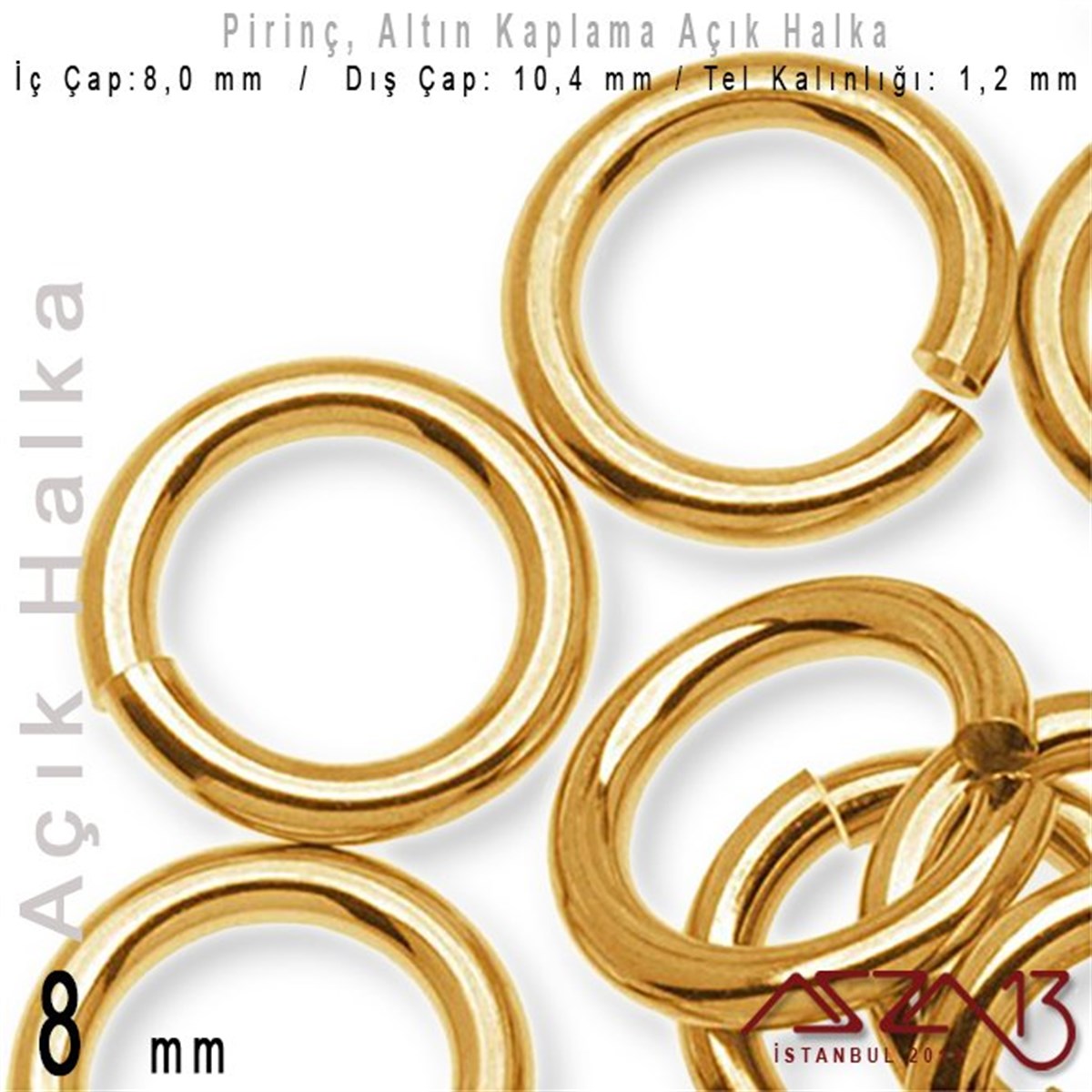 Takı Malzemesi HalkaTAKI MALZEMEMarkasızAltıın Kaplamalı 1,2 mm Tel'den 8 mm Açık Halka / Paket İçeriği 40 Adet