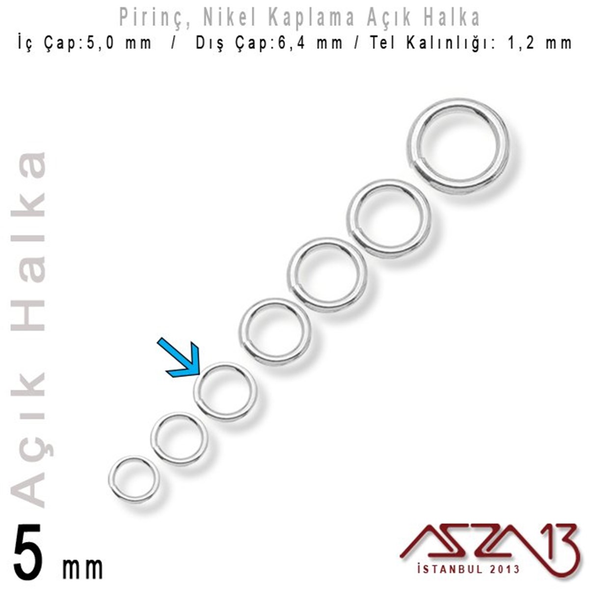 Takı Malzemesi HalkaTAKI MALZEMEMarkasızNikel Kaplamalı 1,2 mm Tel'den 5 mm Açık Halka / Paket İçeriği 60 Adet