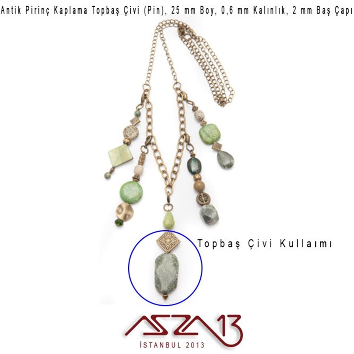 Takı Malzemesi İğne, ÇiviTAKI MALZEMEMarkasızAntik Pirinç Kaplamalı 25 mm Topbaş İğne / Paket İçeriği 60 Adet