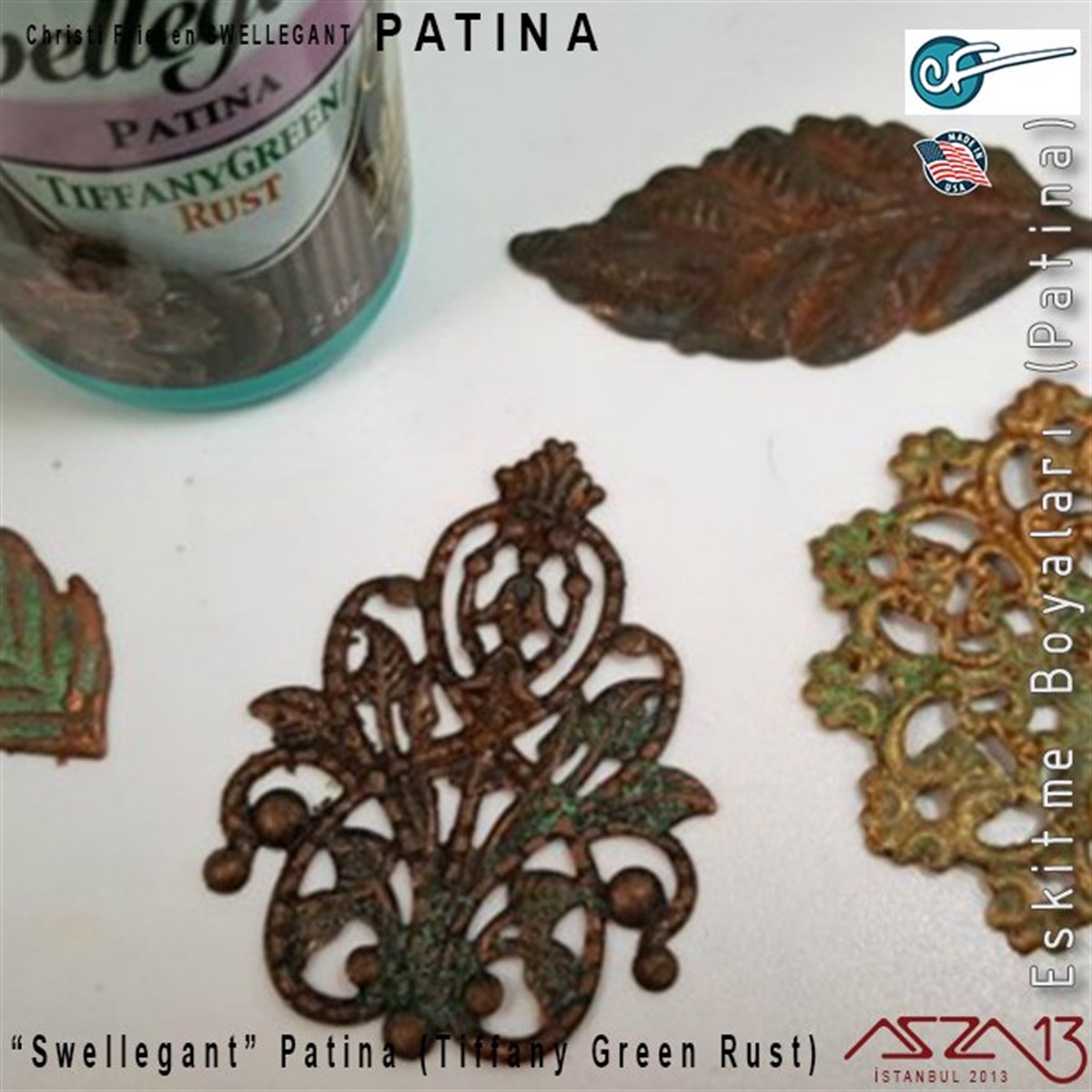 Takı ve Hobi Çalışmaları için PatinaALET, ARAÇ ve GEREÇChristi Friesen''Swellegant''  TiffanyGreen Rust Eskitme Boyası (Patina)