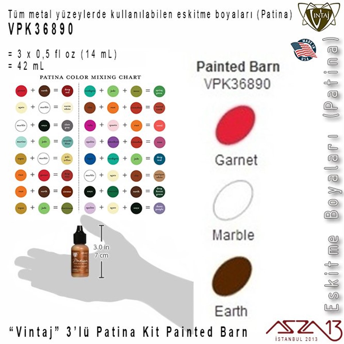 Takı ve Hobi Çalışmaları için PatinaALET, ARAÇ ve GEREÇVintaj''Vintaj'' VPK36890 Patina Boyası 3'lü Set (Painted Barn)