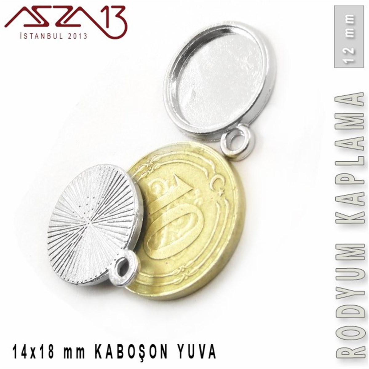 Taş Yuvaları, Montürler, Sıvama MalzemeleriTAKI MALZEMEMarkasızRodyum Kaplamalı 12 mm Kaboşon Yuva / Paket İçeriği 3 Adet