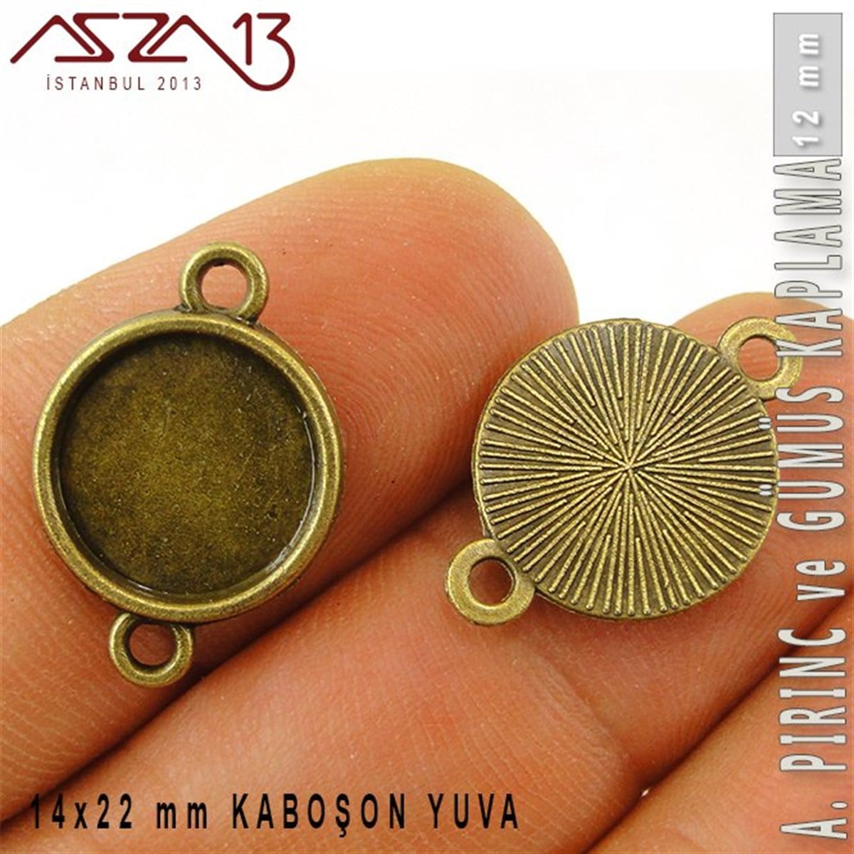 Taş Yuvaları, Montürler, Sıvama MalzemeleriTAKI MALZEMEMarkasızAntik Pirinç ve Gümüş Kaplamalı 12 mm Kaboşon Yuva / Paket İçeriği 5 Adet