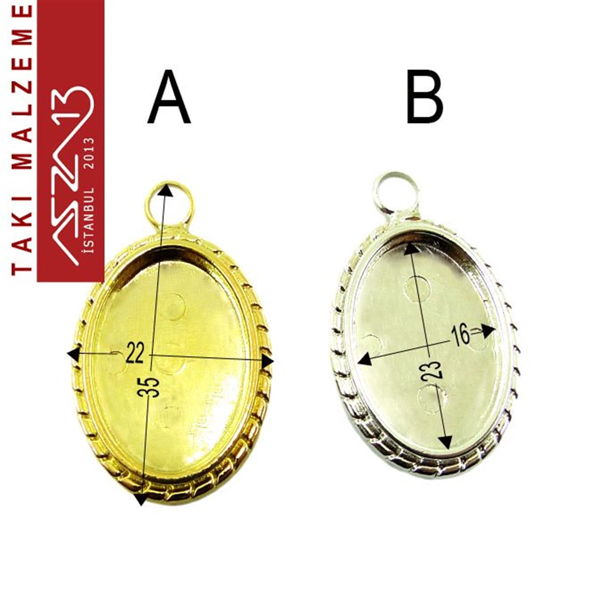 Taş Yuvaları, Montürler, Sıvama MalzemeleriTAKI MALZEMEMarkasızAltın - Gümüş Kaplamalı 34x22 mm Oval Kaboşon Yuva, Taş Ölçüsü 23x16 mm / Paket İçeriği 1 Adet