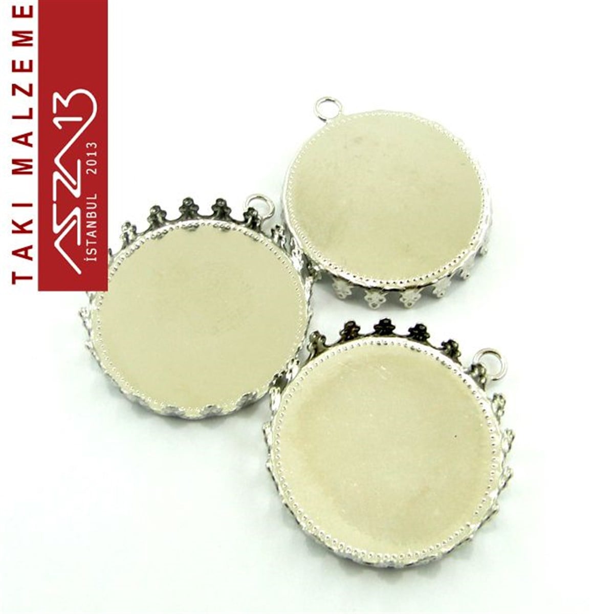 Taş Yuvaları, Montürler, Sıvama MalzemeleriTAKI MALZEMEMarkasızPlatin Kaplamalı 30x26 mm Pirinç Yuvarlak Kaboşon Yuva, Taş Ölçüsü 24 mm / Paket İçeriği 3 Adet