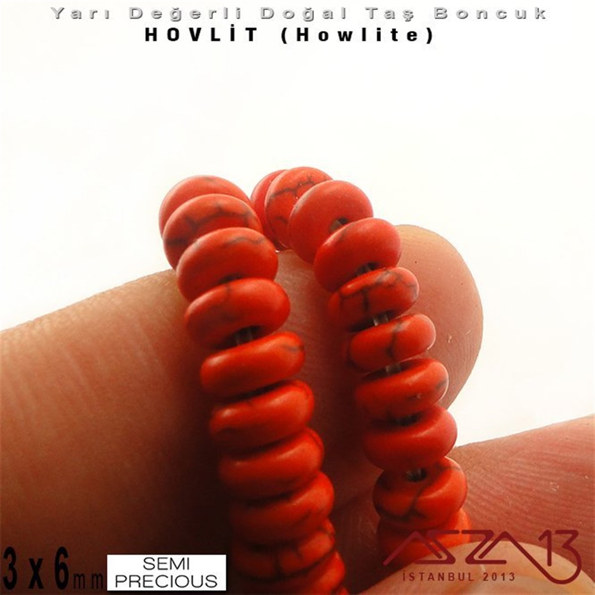 Yarı Değerli  Doğal Taş BoncuklarBONCUK ve TAŞMarkasız6 mm - Disk - Düz Yüzey - Turuncu Hovlit (Howlite) Boncuk / 60 Adet