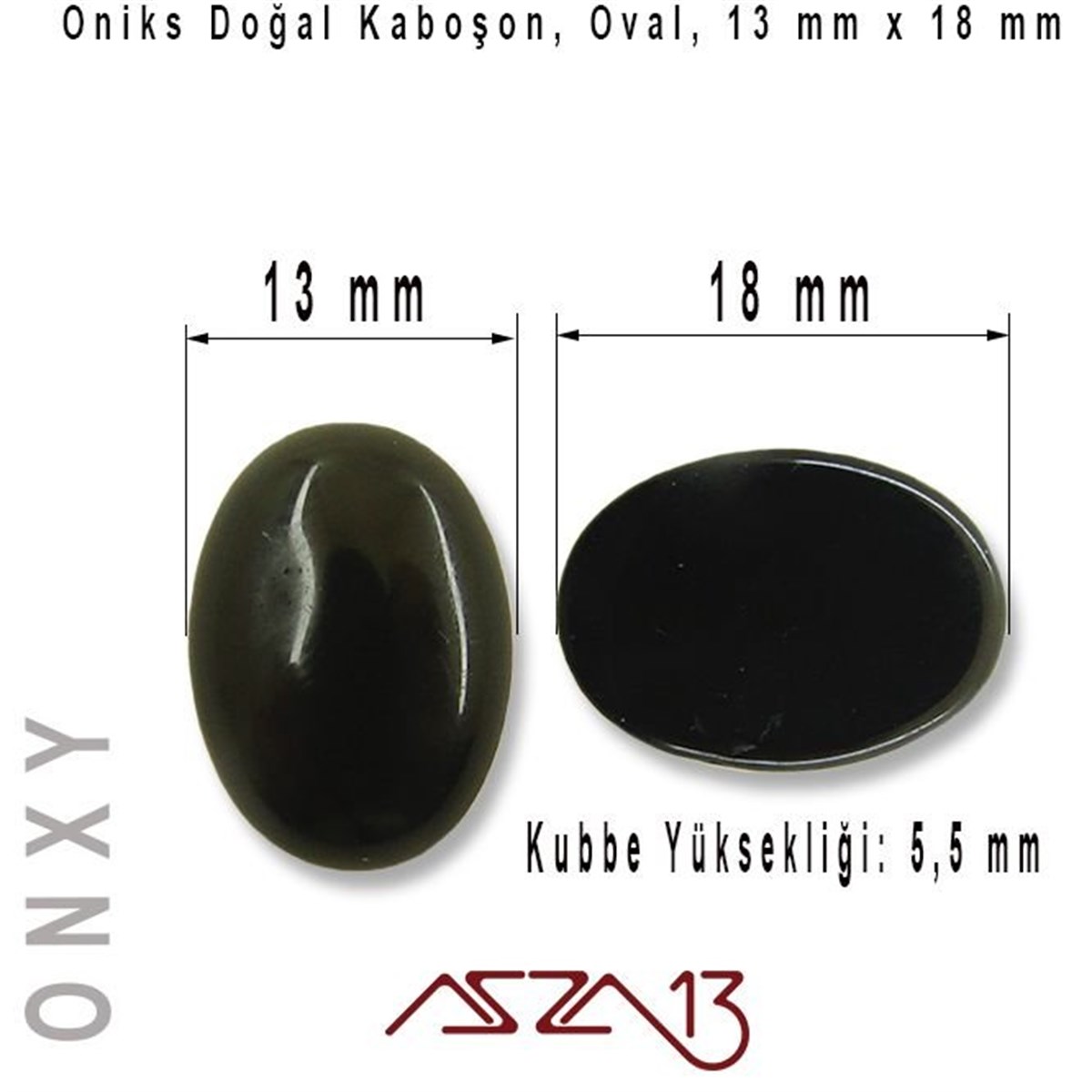 Yarı Değerli Kaboşon Doğal TaşBONCUK ve TAŞMarkasızSiyah Oniks 13x18 mm, Doğal Taş Kaboşon / Paket İçeriği 1 Adet