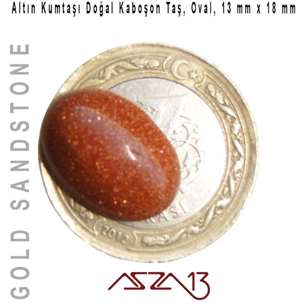 Yarı Değerli Kaboşon Doğal TaşBONCUK ve TAŞMarkasızAltın Kumtaşı 13x18 mm, Doğal Taş Kaboşon / Paket İçeriği 1 Adet