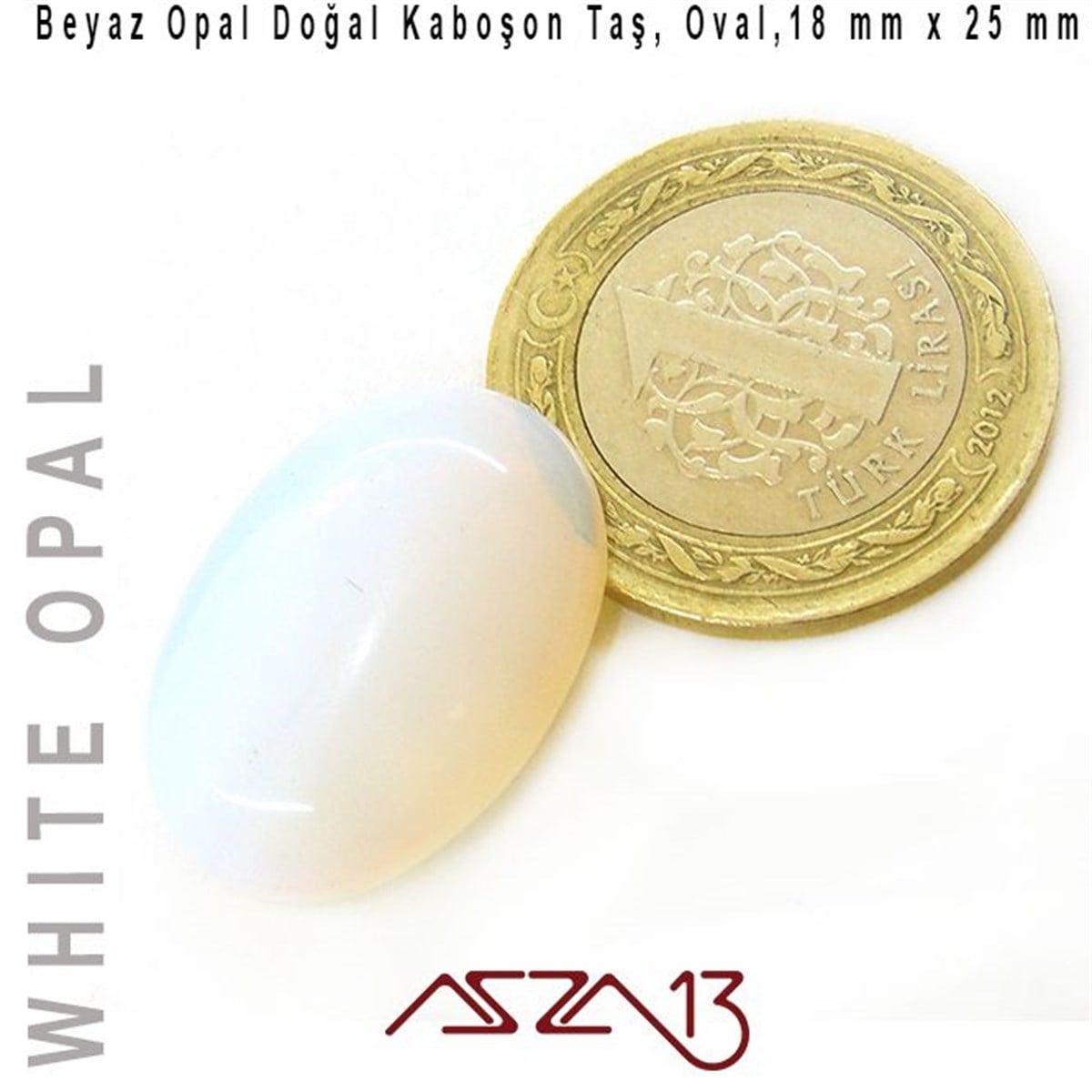 Yarı Değerli Kaboşon Doğal TaşBONCUK ve TAŞMarkasızBeyaz Opal, 18x25 mm, Doğal Taş Kaboşon / Paket İçeriği 1 Adet