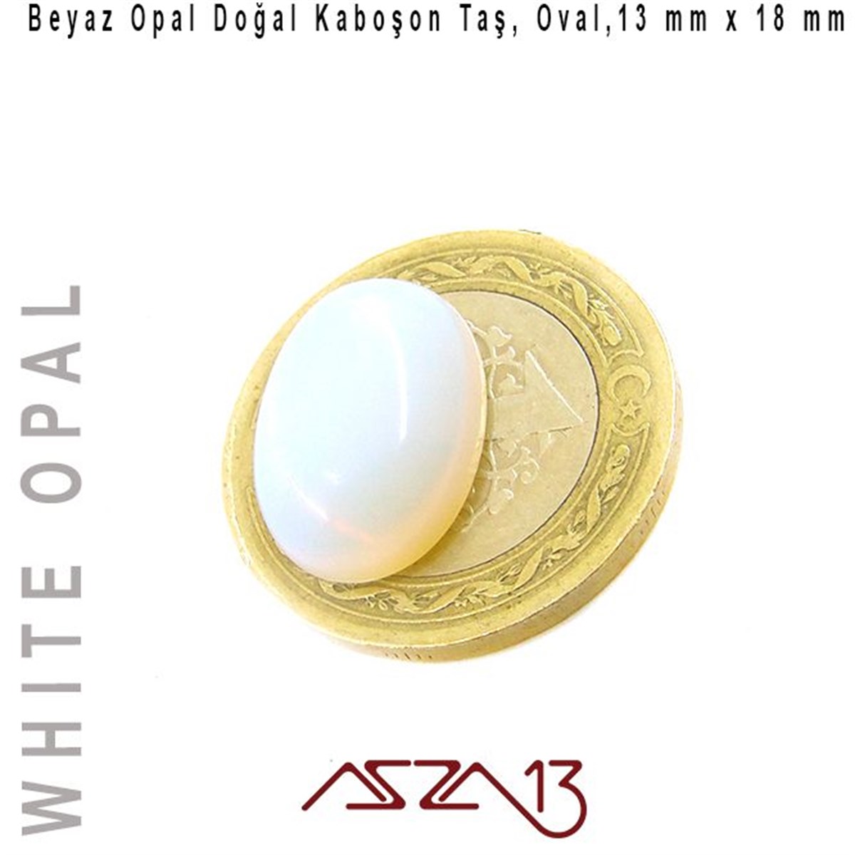 Yarı Değerli Kaboşon Doğal TaşBONCUK ve TAŞMarkasızBeyaz Opal 13x18 mm, Doğal Taş Kaboşon / Paket İçeriği 1 Adet