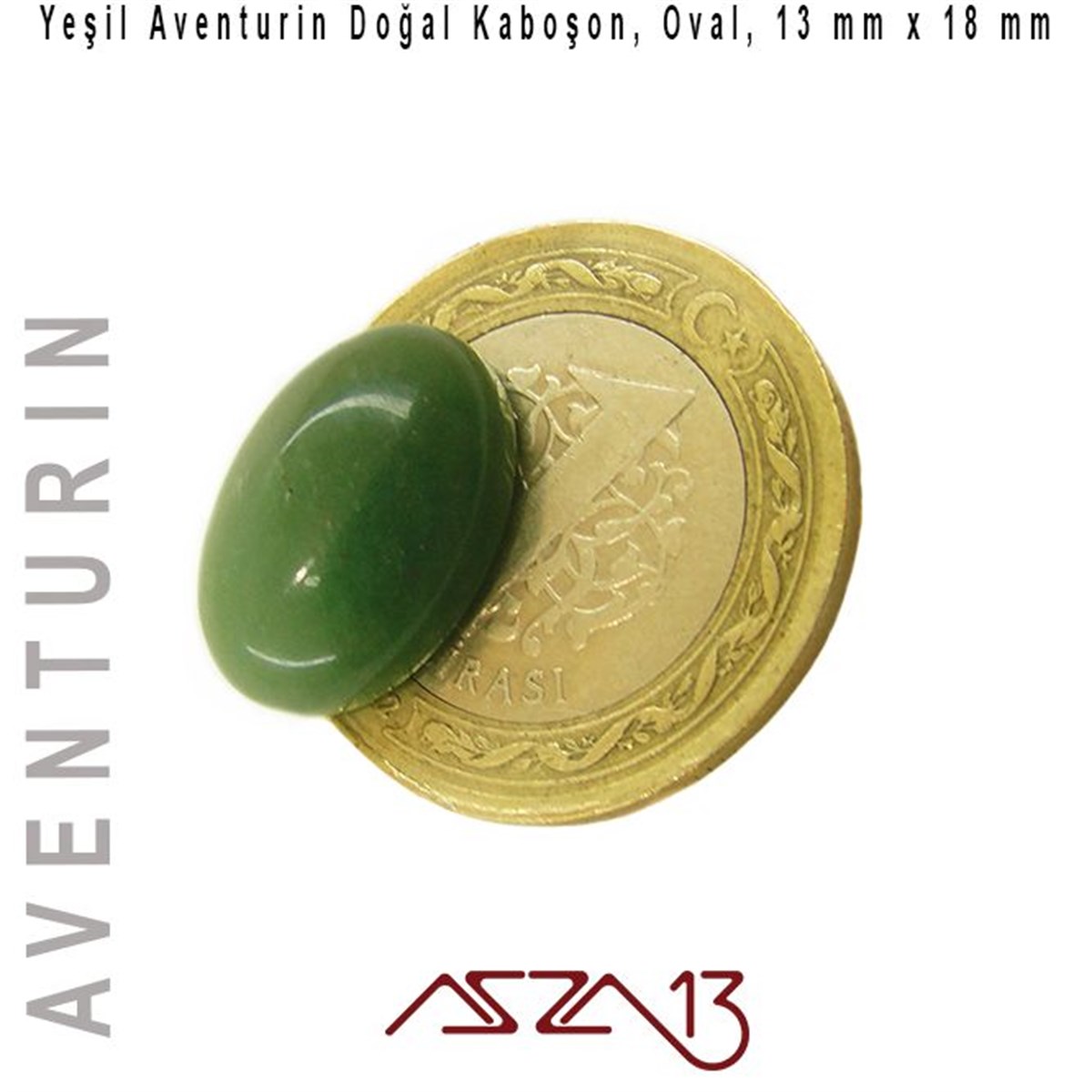 Yarı Değerli Kaboşon Doğal TaşBONCUK ve TAŞMarkasızYeşil Aventurin 13x18 mm, Doğal Taş Kaboşon / Paket İçeriği 1 Adet