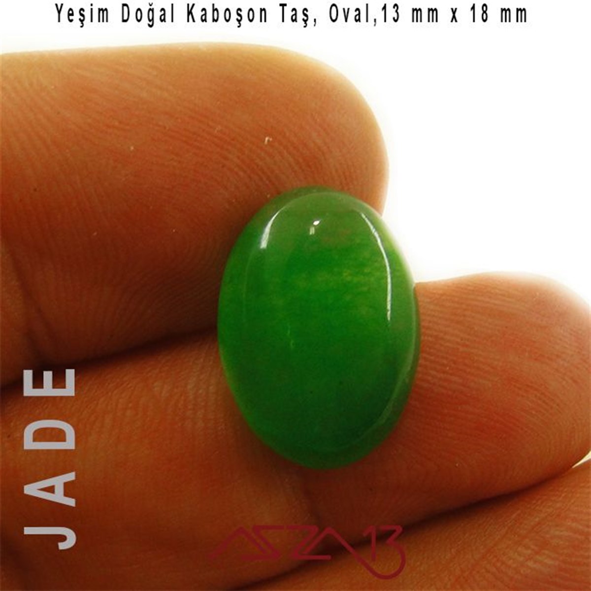 Yarı Değerli Kaboşon Doğal TaşBONCUK ve TAŞMarkasızYeşim 13x18 mm, Doğal Taş Kaboşon / Paket İçeriği 1 Adet