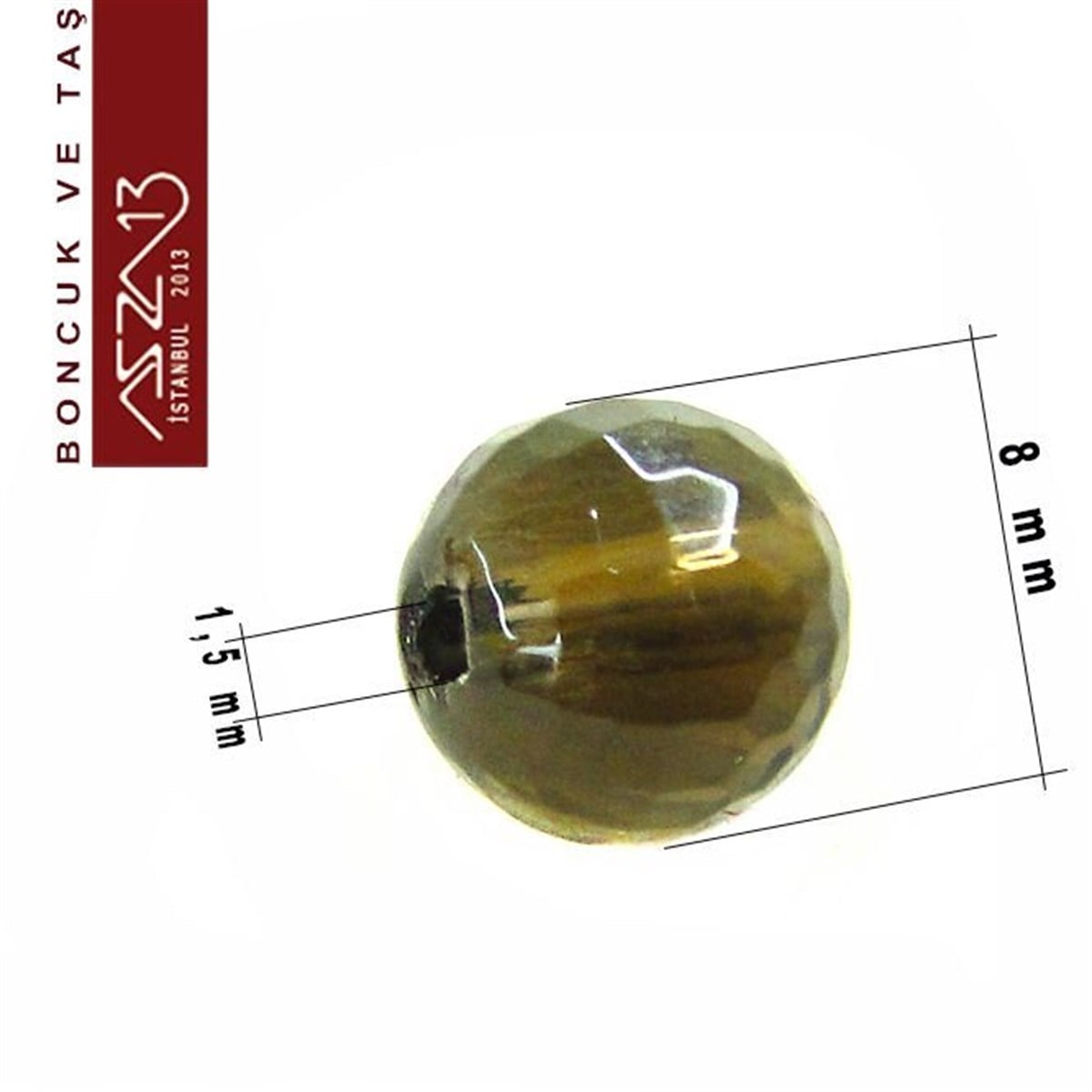 Yarı Değerli TaşlarBONCUK ve TAŞMarkasız15 Adet / 8 mm, Fasetli Yuvarlak Kuartz (Quartz)