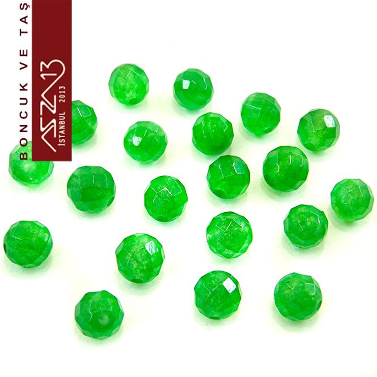 Yarı Değerli TaşlarBONCUK ve TAŞMarkasız15 Adet / 8 mm Yuvarlak, Fasetli Yüzey Aventurin (Aventurin)