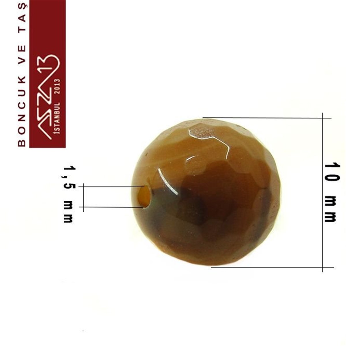 Yarı Değerli TaşlarBONCUK ve TAŞMarkasız10 Adet / 10 mm, Fasetli Yuvarlak Kalsedon (Calsedon)