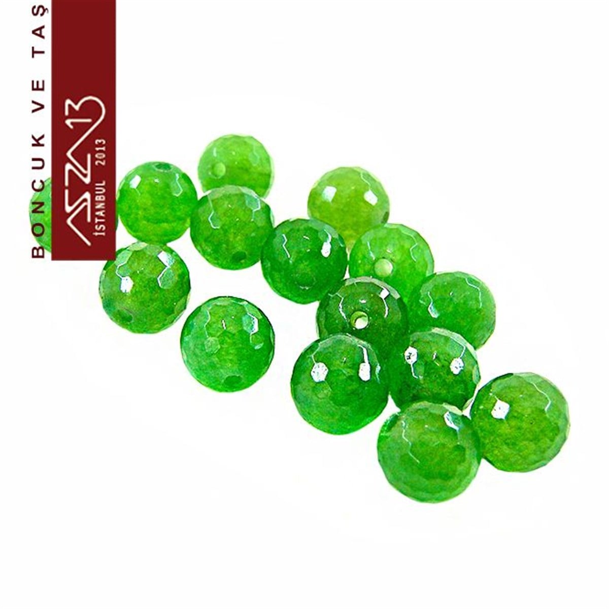 Yarı Değerli TaşlarBONCUK ve TAŞMarkasız15 Adet / 8 mm Yuvarlak, Fasetli Yüzey Aventurin (Aventurin)