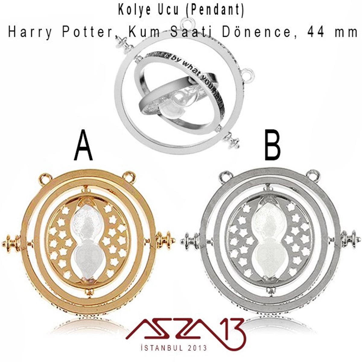 Yarı Mamul Takı MalzemeleriTAKI MALZEMEMarkasızHarry Potter Kum Saati Kolye Ucu, Altın ve Gümüş Kaplama, Beyaz Kum / 1 Adet