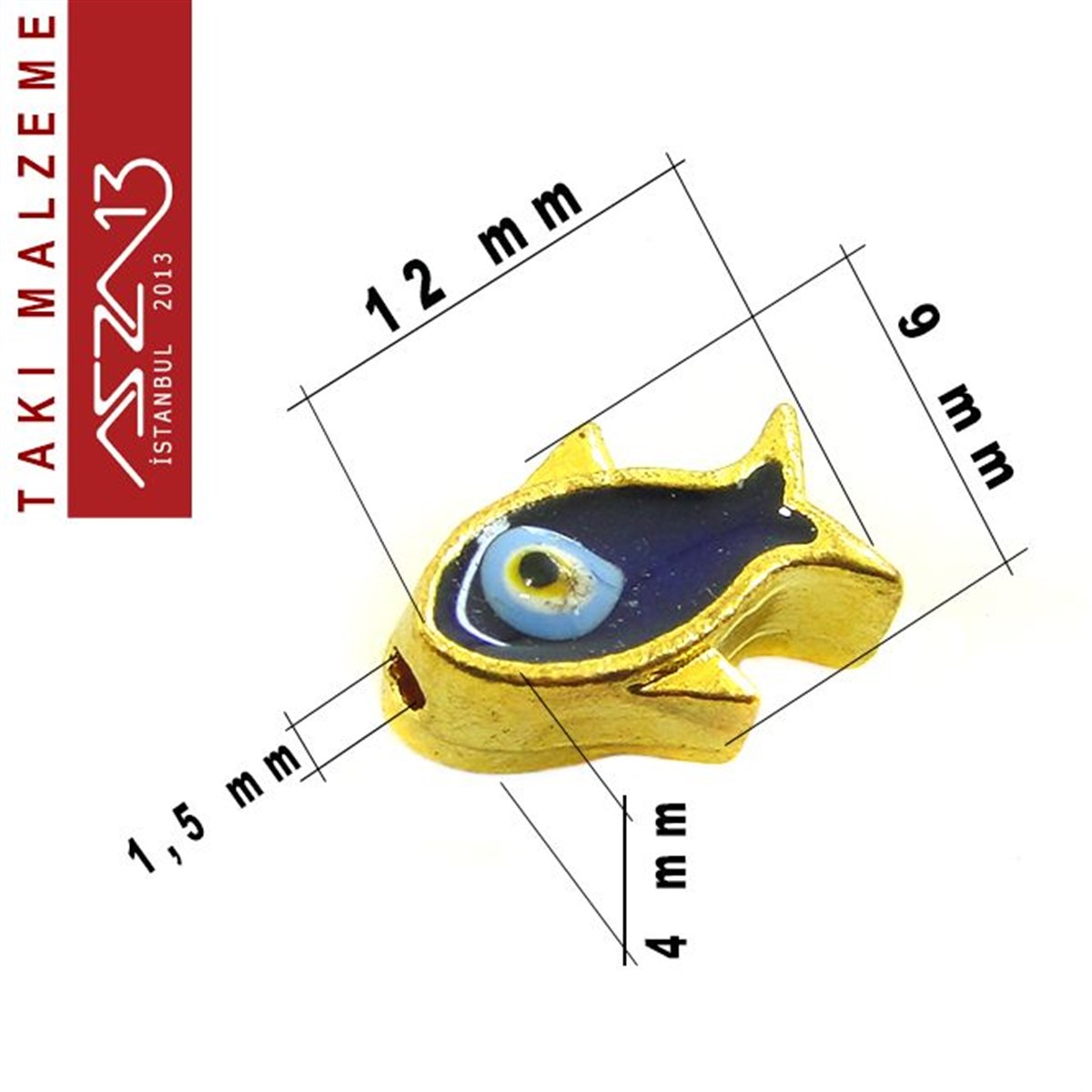 Yarı Mamul Takı MalzemeleriTAKI MALZEMEMarkasızAltın Kaplamalı Balık 9x12 mm, Mineli Metal Boncuk Ara Malzeme / Paket İçeriği 2 Adet