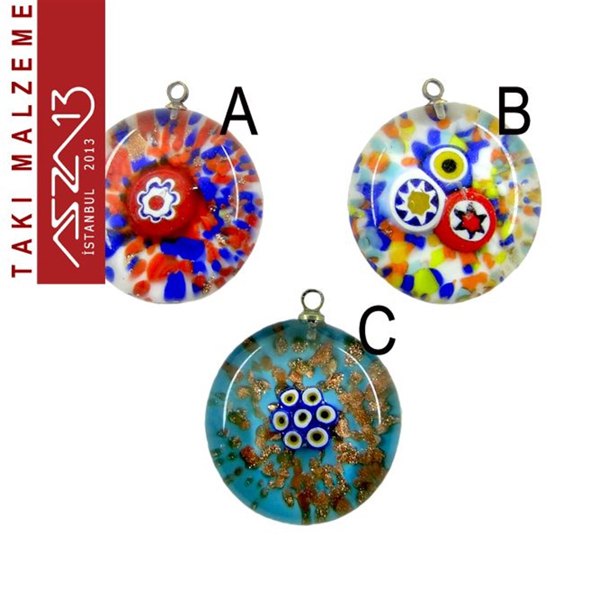 Yarı Mamul Takı MalzemeleriTAKI MALZEMEMarkasızYuvarlak 23 mm Desenli Tek Kulplu Cam Ara Malzeme / Paket İçeriği 1 Adet