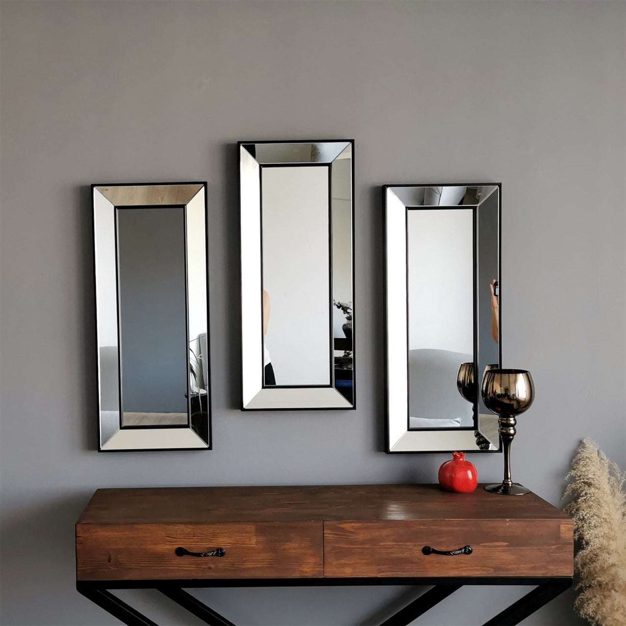 NEOstill - 3 lü Siyah Çerçeveli Ayna 3A403