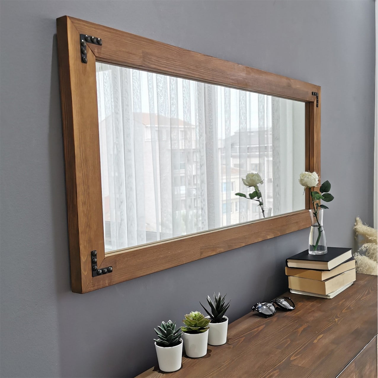 NEOstill - Ahşap Ceviz Boy Aynası 50x110