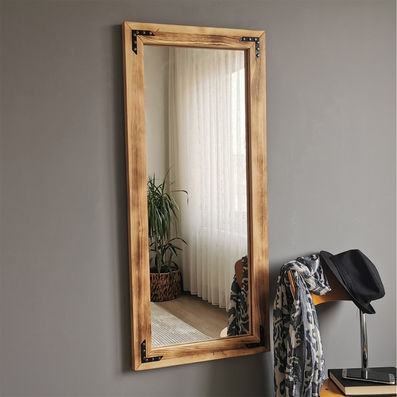 NEOstill - Ahşap Eskitme Boy Aynası 50x110