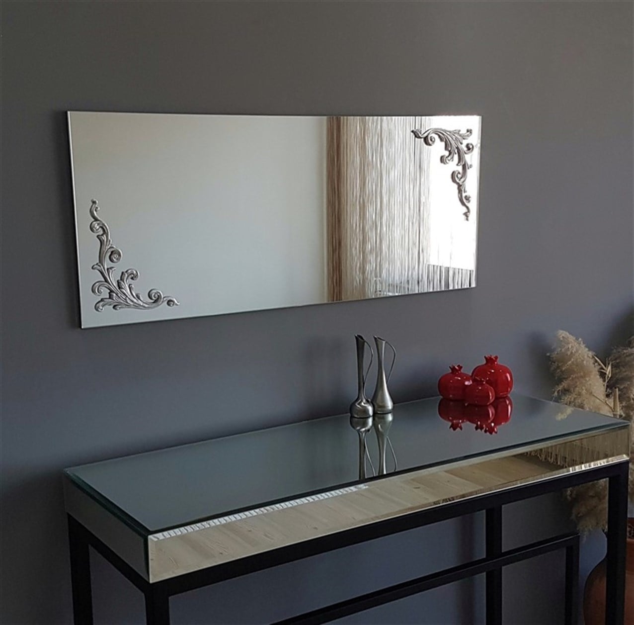 NEOstill - Ahşap Gümüş Süsleme Boy Ayna A504d