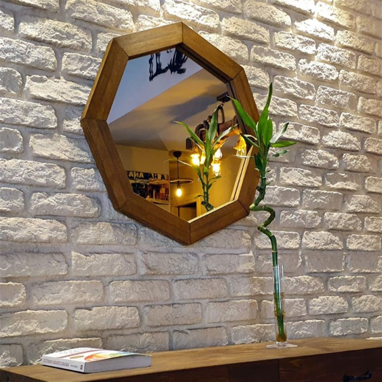 NEOstill - Ahşap Sekizgen Ayna 60 cm A605