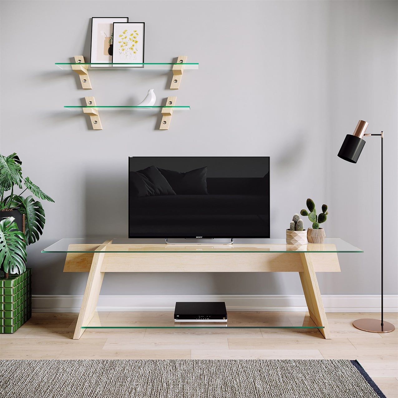 NEOstill - Ahşap TV Sehpası Woodn Glass TV204