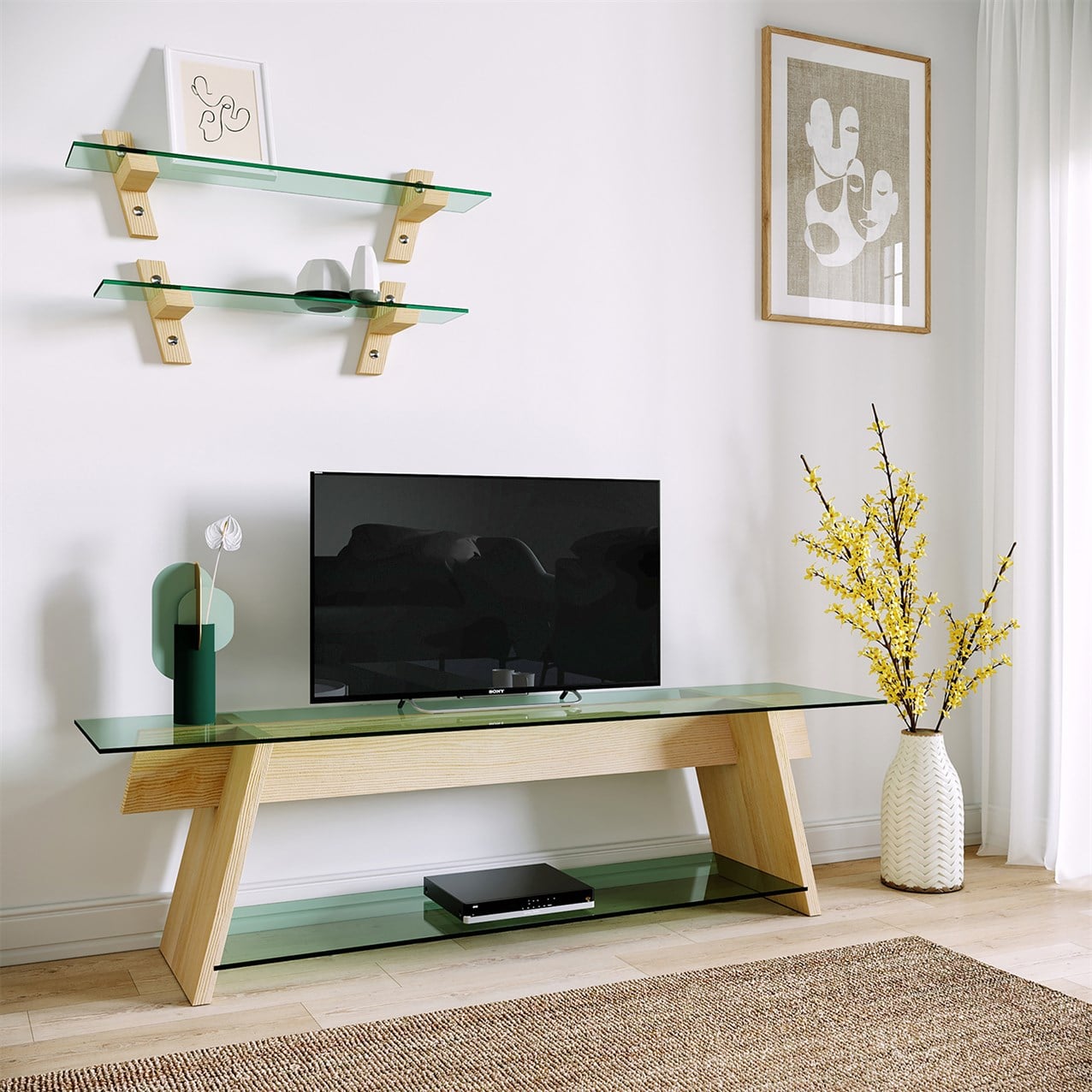 NEOstill - Ahşap TV Sehpası Woodn Glass TV203