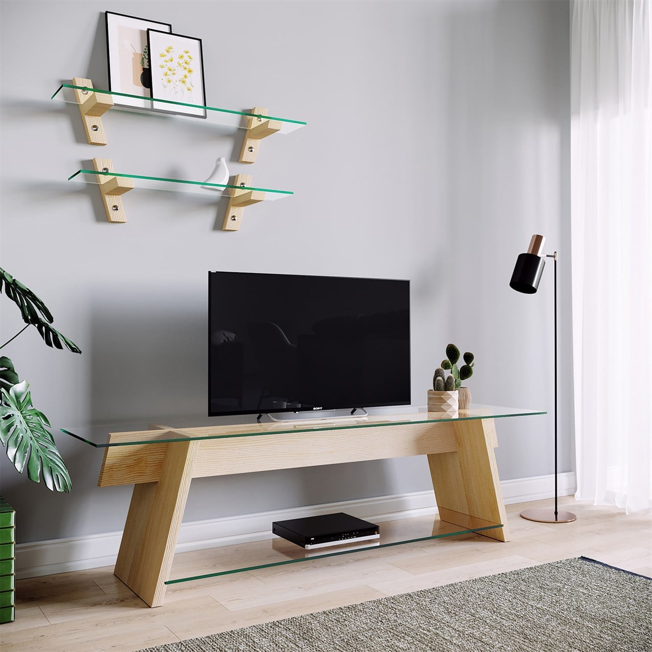 NEOstill - Ahşap TV Sehpası Woodn Glass TV204
