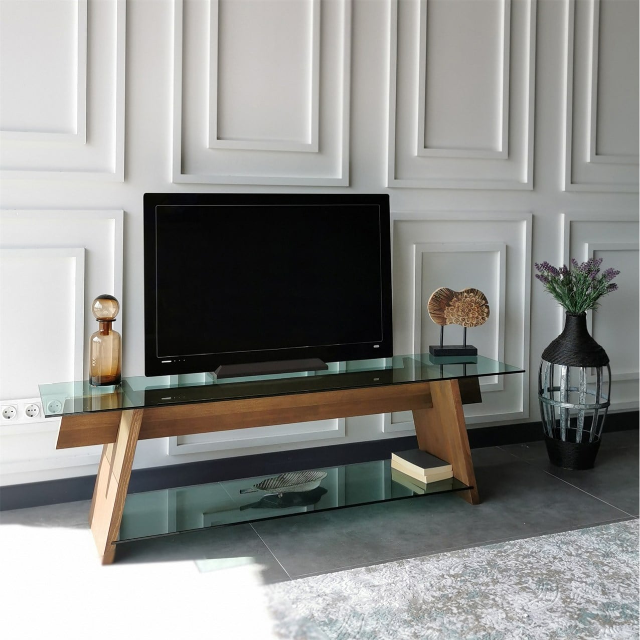 NEOstill - Ahşap TV Sehpası Woodn Glass TV202