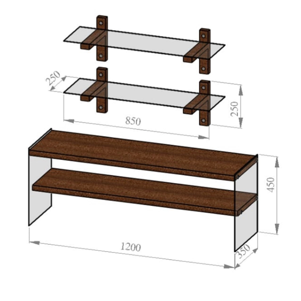 NEOstill - Ahşap Tv Ünitesi Woodn Glass TV105