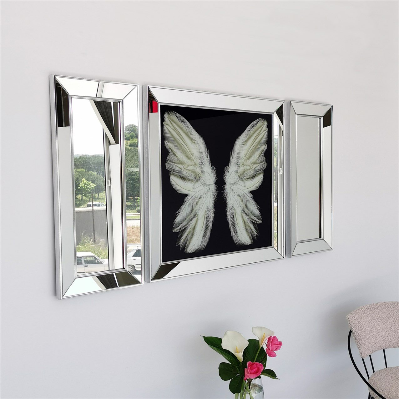 NEOstill - Ayna Çerçeveli Kelebek Cam Tablo T852