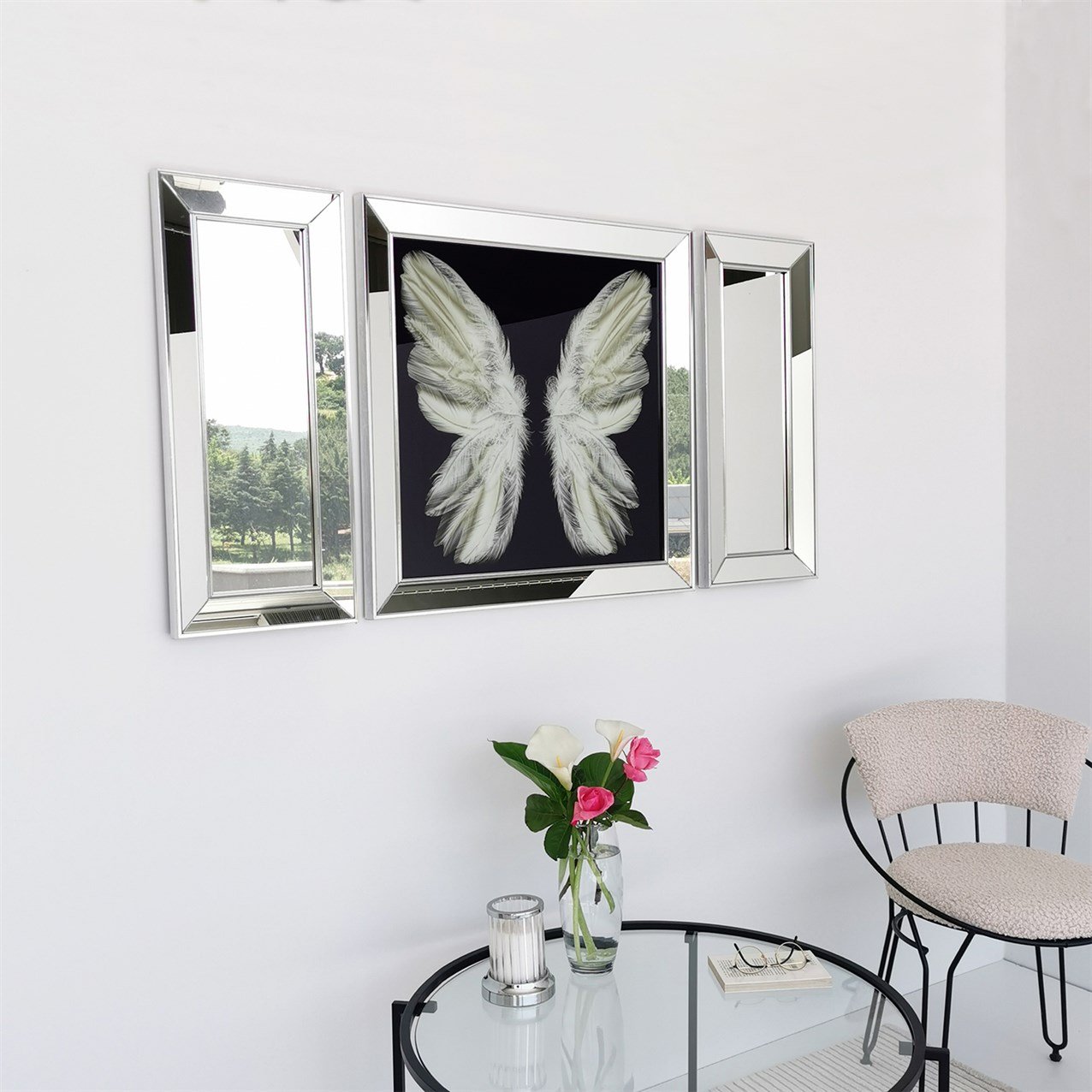 NEOstill - Ayna Çerçeveli Kelebek Cam Tablo T852
