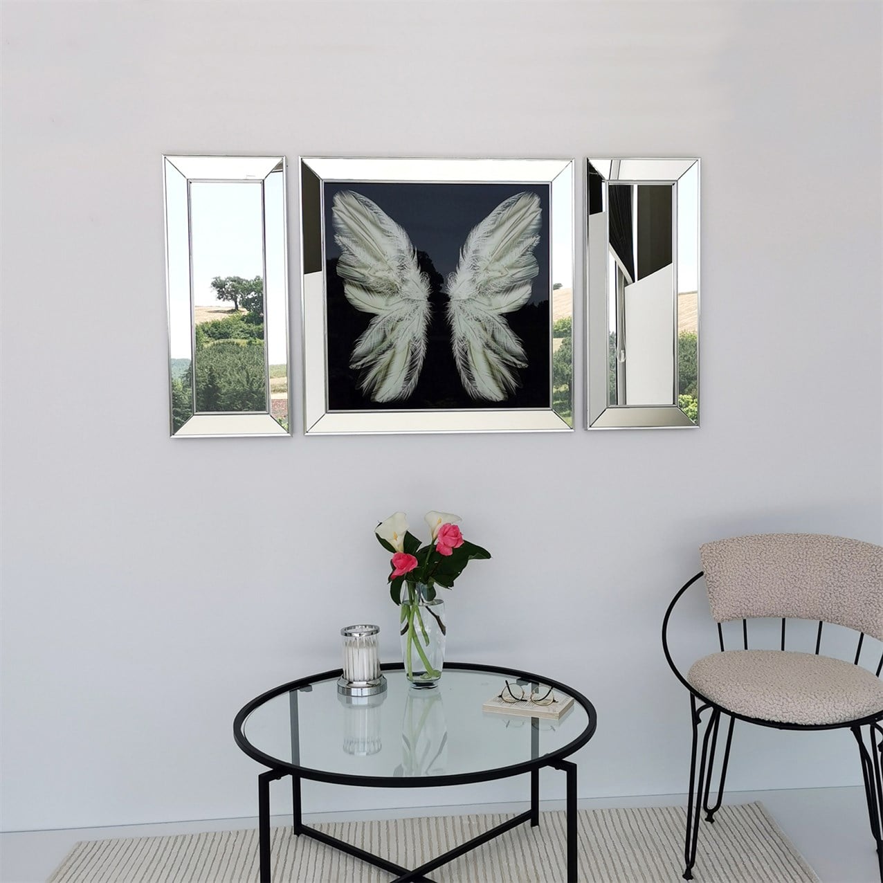 NEOstill - Ayna Çerçeveli Kelebek Cam Tablo T852