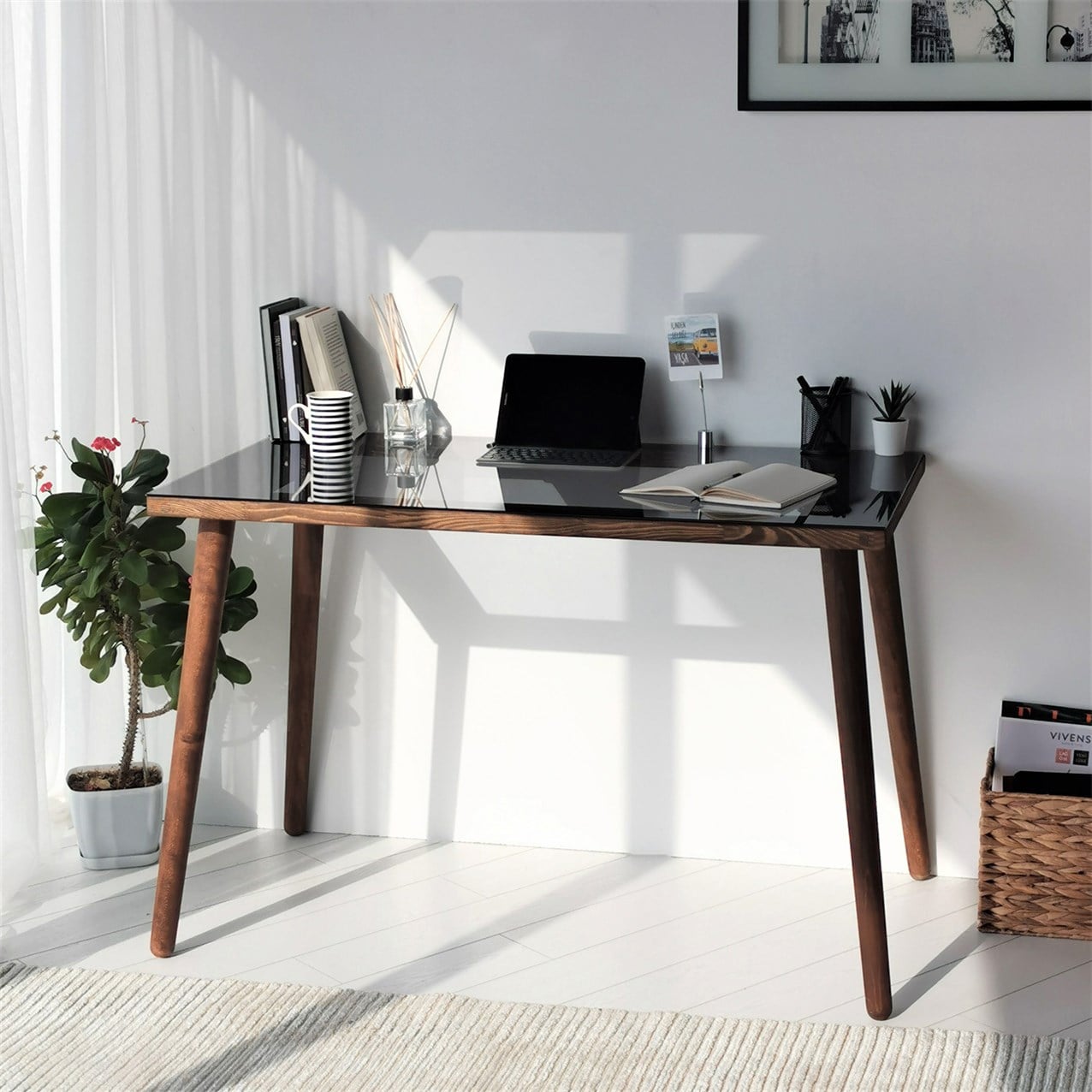 NEOstill - Cozy Çalışma Masası Ahşap Temperli Cam